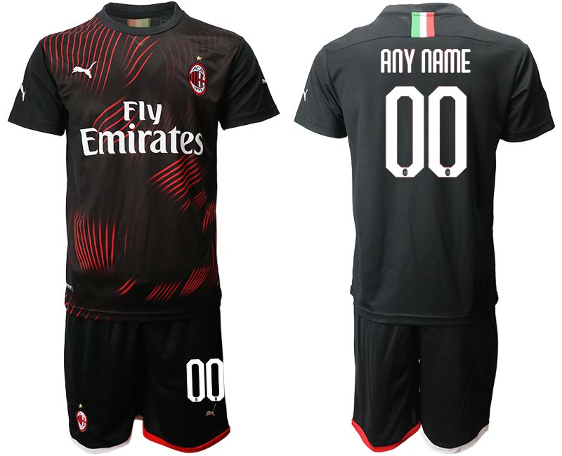 Men 2019-2020 club AC milan away customized black Soccer Jerseys